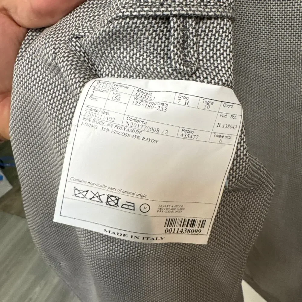 Belvest Wool Grey Houndstooth Sport Coat 50 NEW Unstructured Blazer Jacket